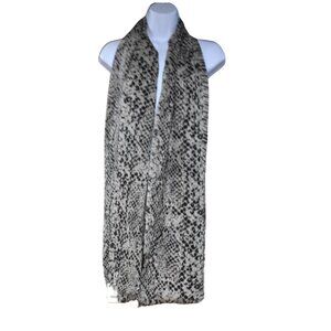 Cole Haan Snake Python Print Fringe Scarf Shawl Wrap New Quiet Luxury Chic